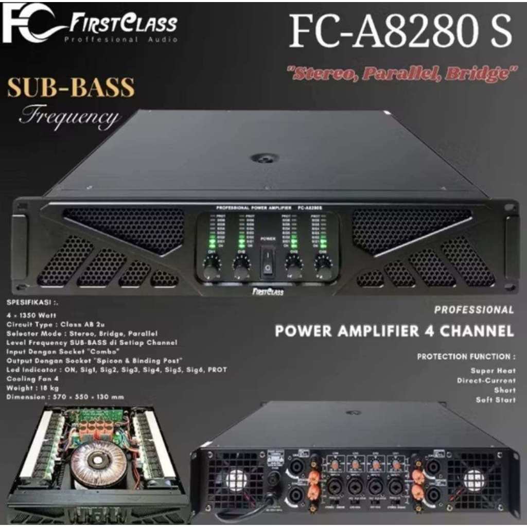 power amplifier firstclass fc a8280s original 4 channel 1350w a8280 8280