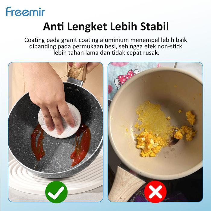 freemir Wajan Anti Mengelupas Cekung 20 cm Granit Wajan Anti Lengket Asli Wajan Panci Serbaguna