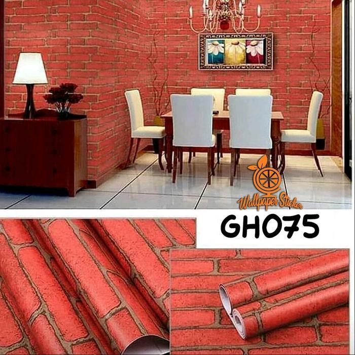 Wallpaper Stiker Dinding Bata Merah Minimalis