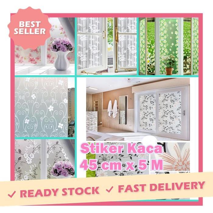 GW COD 5 METER STIKER KACA JENDELA MOTIF elegan 45 CM X 5 METER STIKER