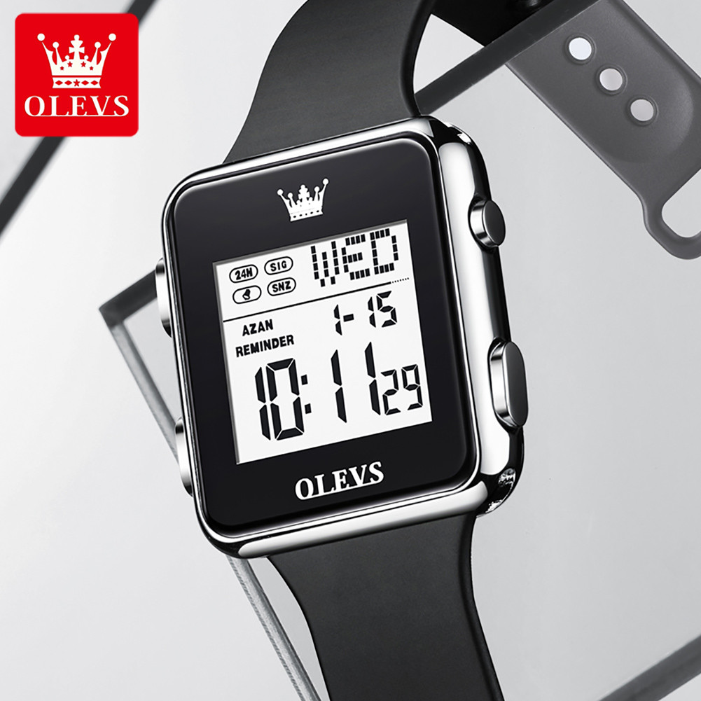 OLEVS 1105 BRAND MEN'S WATCHES SILICONE STRAP DIGITAL WATCH WATERPROOF ALARM CLOCK LED LUMINOUS