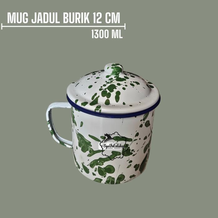 GELAS MUG LURIK ENAMEL/GELAS MUG KALENG/GELAS MUG JADUL