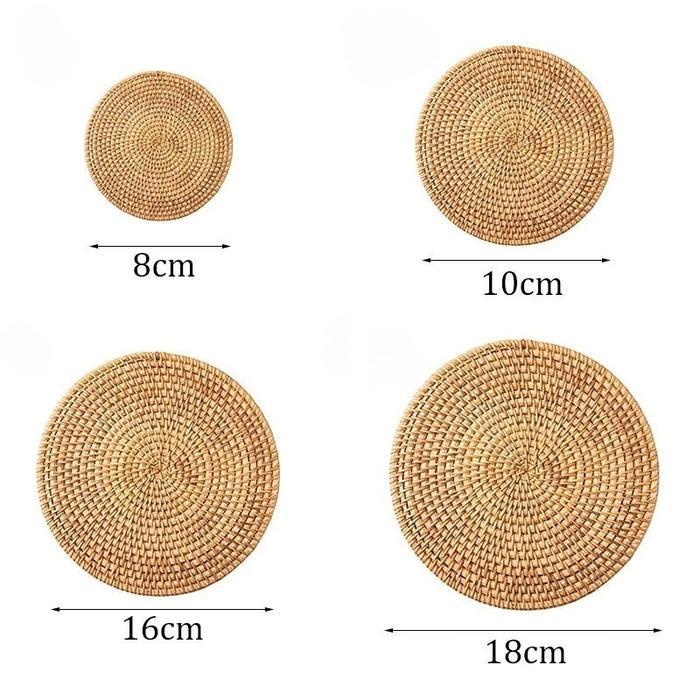 4 Ukuran Anyaman Rotan Alas Tatakan Piring Panci Anti Panas Coaster Placemat Tatakan Anyaman Rotan