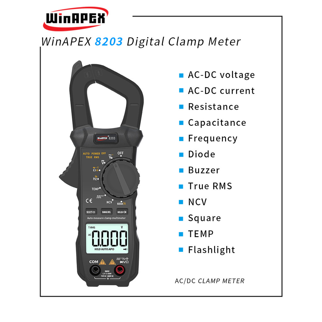 WinAPEX 8202/8203 Ac/dc Clamp Meter Digital Rms Current Clamp Meter Clamp Multimeter Ammeter