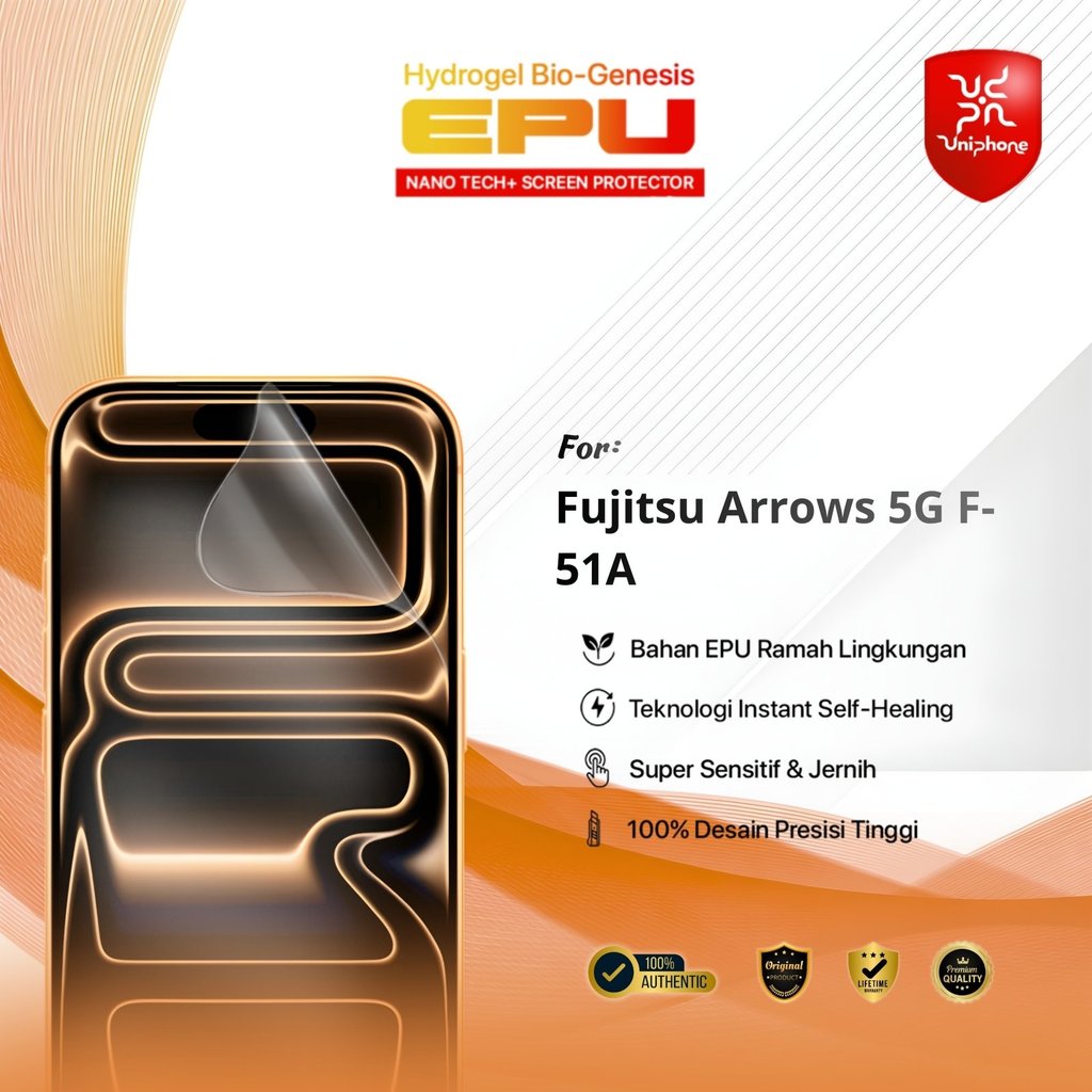 UniPhon BIO-HYDRO EPU Hydrogel Anti Gores for Fujitsu Arrows 5G F-51A Top-Tier Anti Scratch High Def