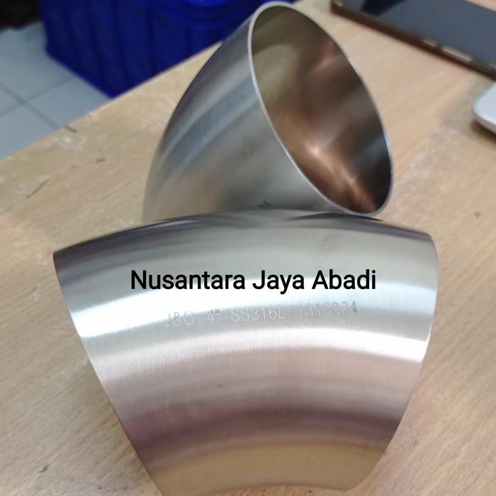 Elbow 45 Derajat Sanitary Stainless 316 L 4 " Inchi 101.6 Mm