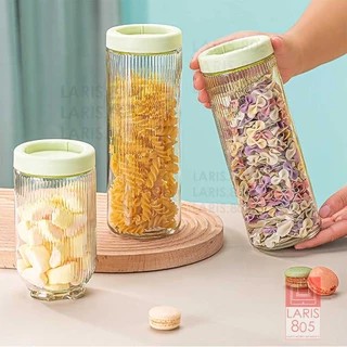Toples Kaca 3in1 Serbaguna/ Toples Hazel Toples Lebaran Kaca Cantik/ Toples Kue Kering Set