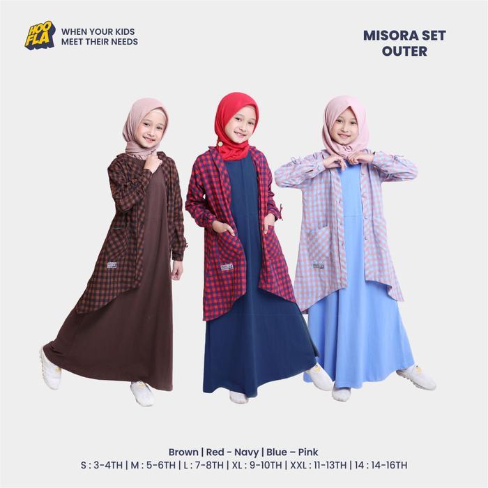 Hooflakids - Setelan Gamis Include Inner Anak Perempuan Muslimah Misora Set Outer Baju