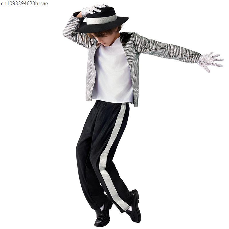 Boy Michael Jackson Billie Jean Costume Christmas Hip Hop Suit Dance Star Halloween Fancy Dress Up
