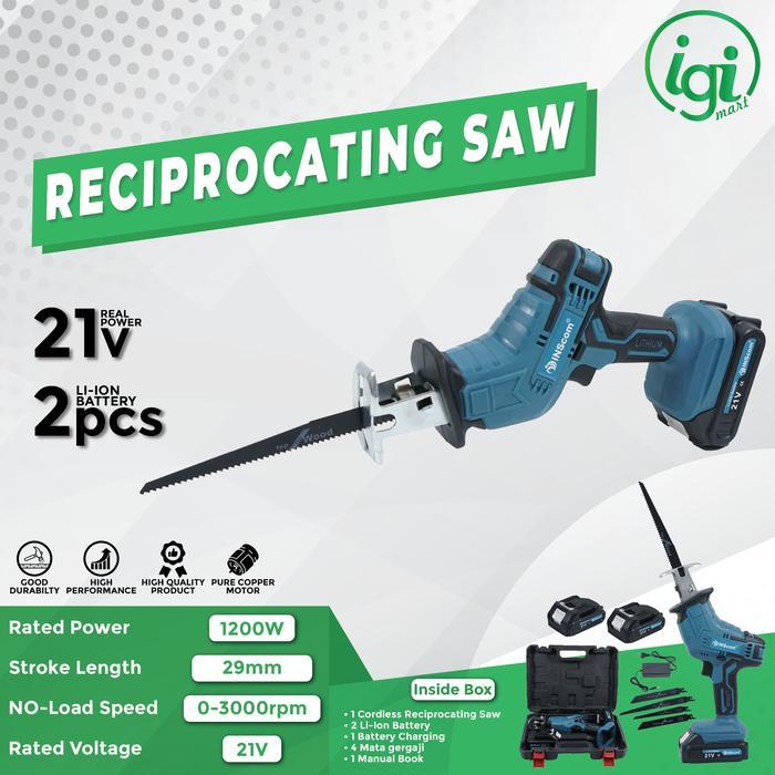 MESIN RECIPROCASTING SAW CORDLESS GERGAJI PEMOTONG KAYU BESI BATERAI