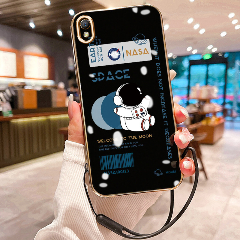 Casing Hp Untuk OPPO A37 A37F Case HP Casing pola Astronot Kesing Cesing tali berlapis Kasing Siliko