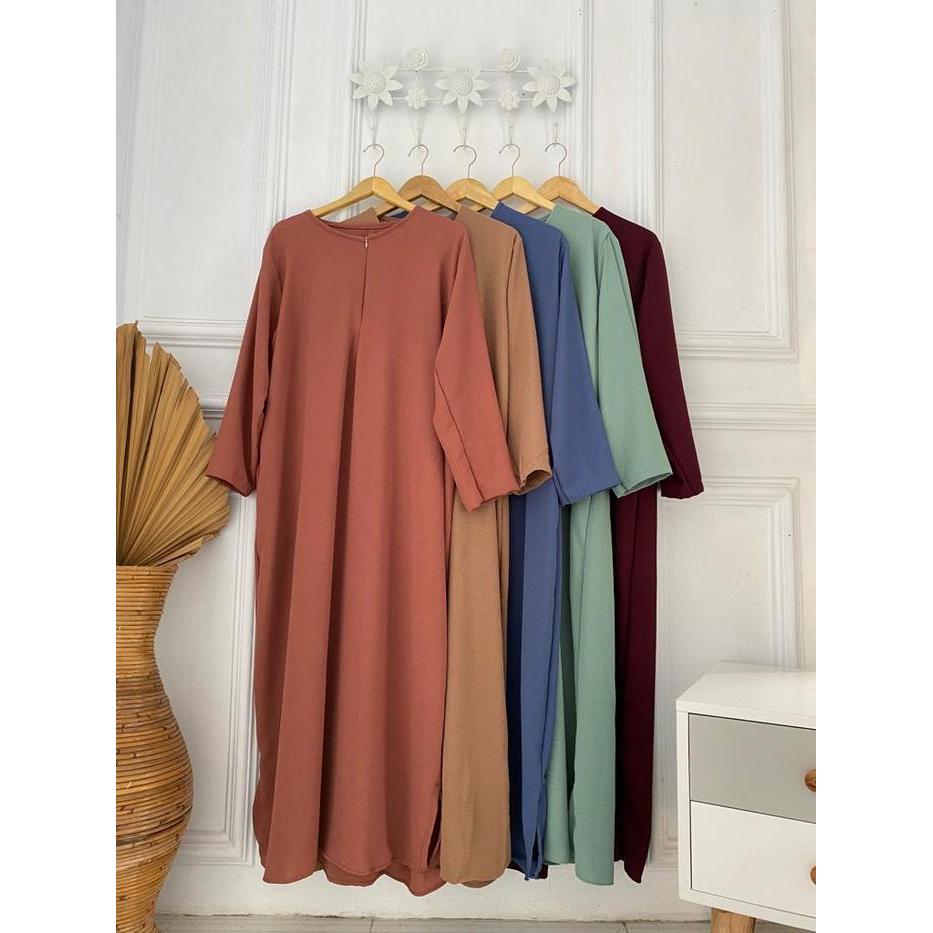 Tans Store - Long Daily Dress Abaya Daily Wanita Gamis Basic Simple Elegant Crinkle Muslim Airflow