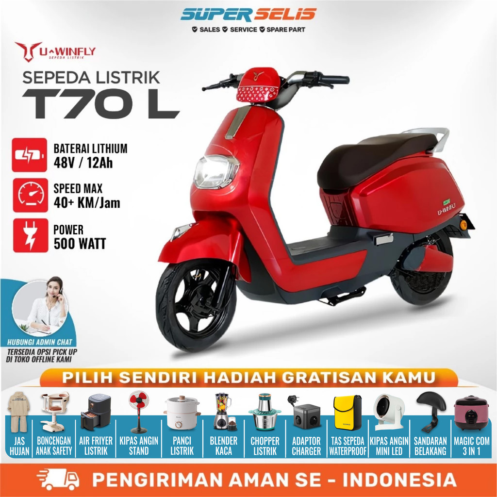 Sepeda Listrik UWINFLY T70 T70L 48V/12AH Garansi Resmi