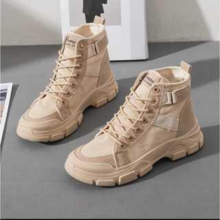 Aerostreet - Sepatu Boots Wanita Sneakers Gaya Korea Kasual Isw Hitam
