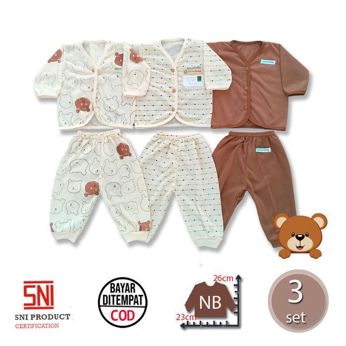 6 Pcs / 3 Set Baju Bayi Panjang Celana Bayi Setelan Perlengkapan Baru Lahir Atasan Murah Lucu Cowok