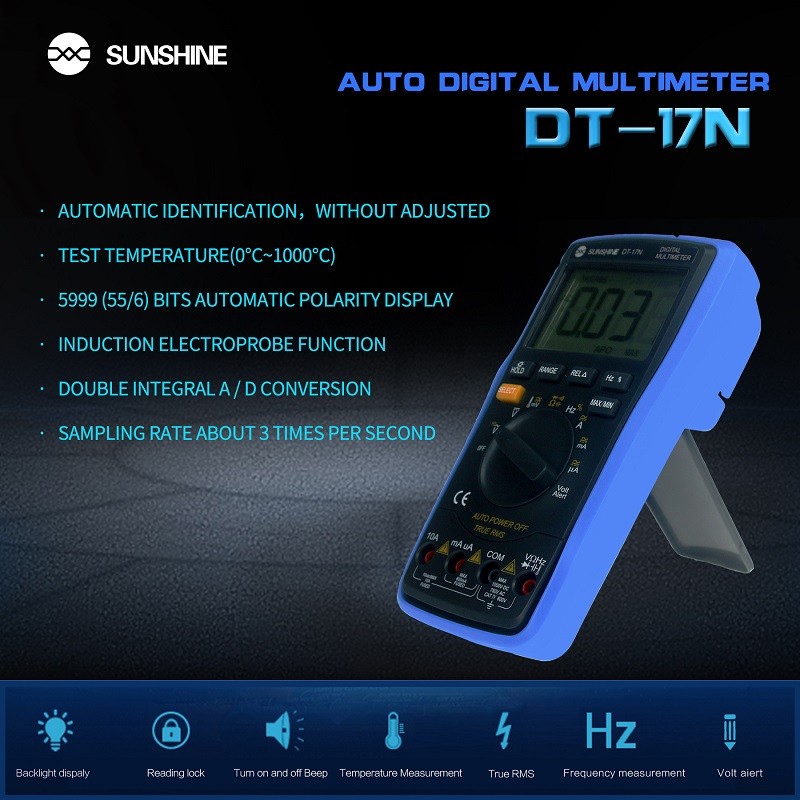 SUNSHINE dt 17n Multimeter Range lcd display Multimeter Auto Digital Multimeter is 35/6 automatic