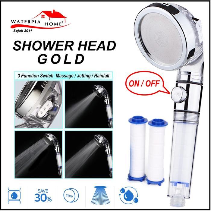 Toto - Shower Head Gold / Kepala Shower Big Size With Stop Button