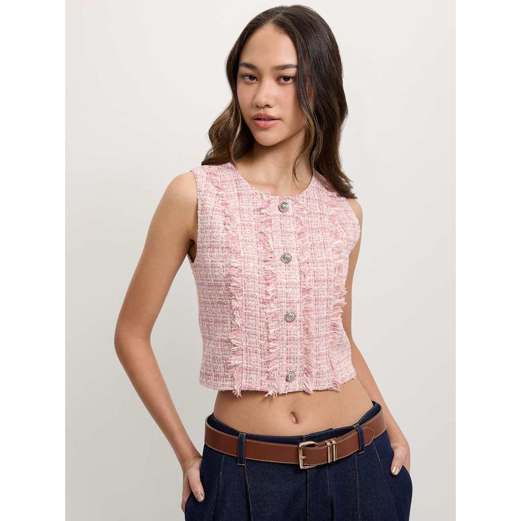 Pomelo. Tweed Crop Top - Light Pink