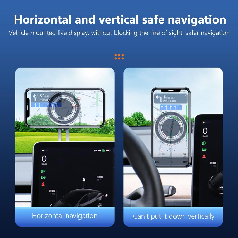 Car Magnetic Monitor Phone Holder for MackBook iPhone 14/for for for TESLA Model 3 (Silver)