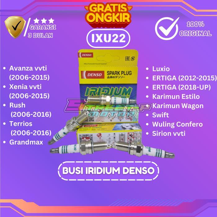 BUSI IRIDIUM DENSO IXU 22 ORIGINAL SEGEL HOLOGRAM AVANZA VVTi 2006-2015 , XENIA VVTi 2006-2015 ,