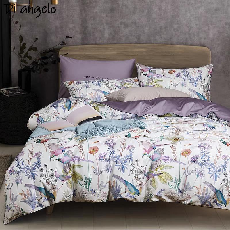 Flower D Digital Printing Bedding Sets 600Tc Egyptian Cotton 4Pcs Bed N Det Cover Set Luxury Bed