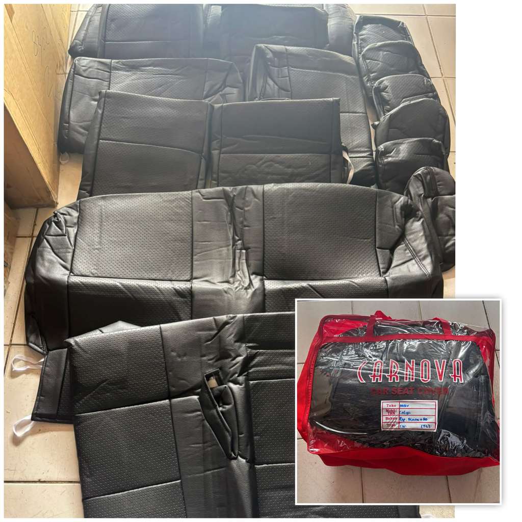 Cover Jok Kulit Mobil / Car Seat Cover Mobil Sigra, Calya Warna Hitam Merek Carnova