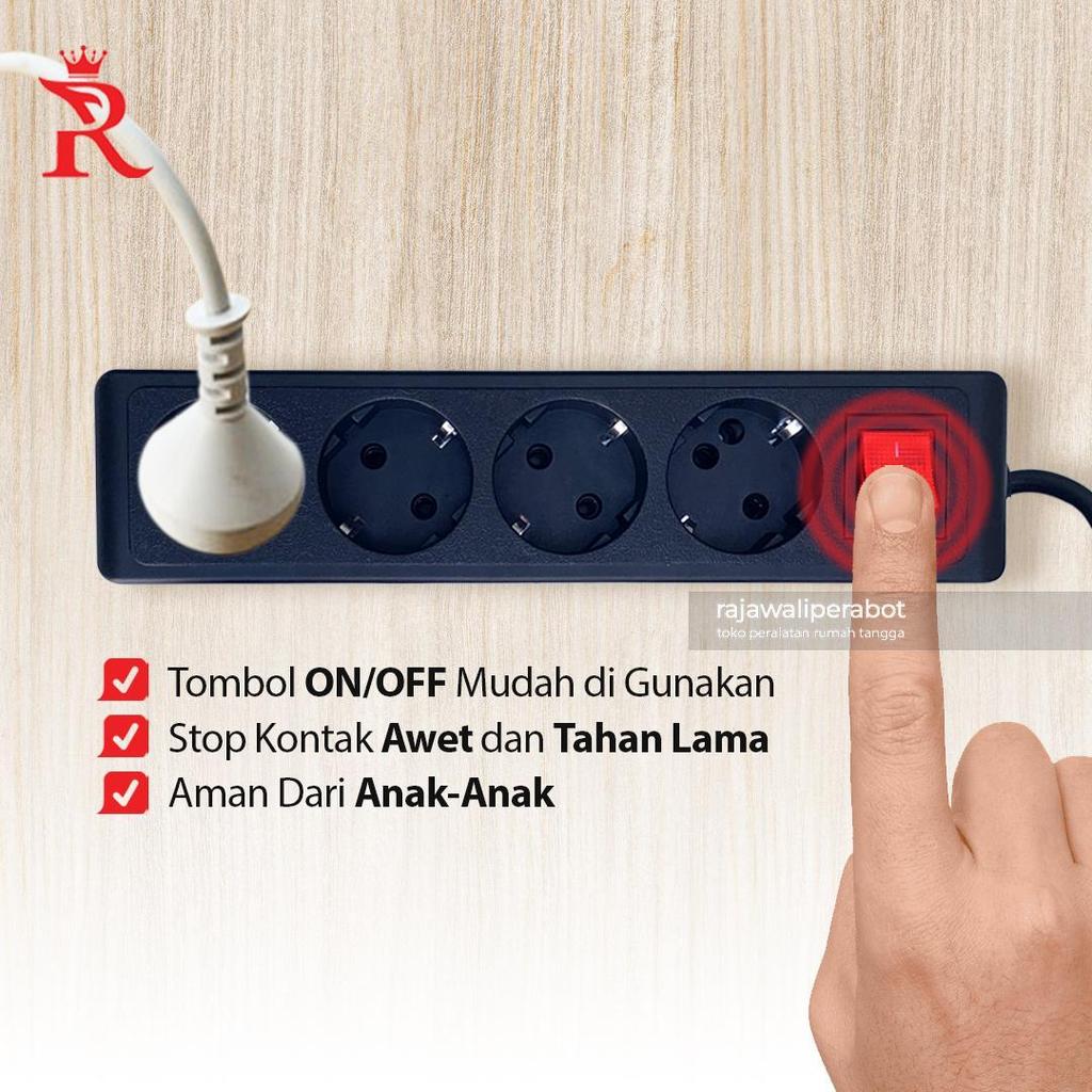 Stop Kontak Listrik Terminal Listrik Arde Hitam 4 Lubang 5 Meter Mikotek