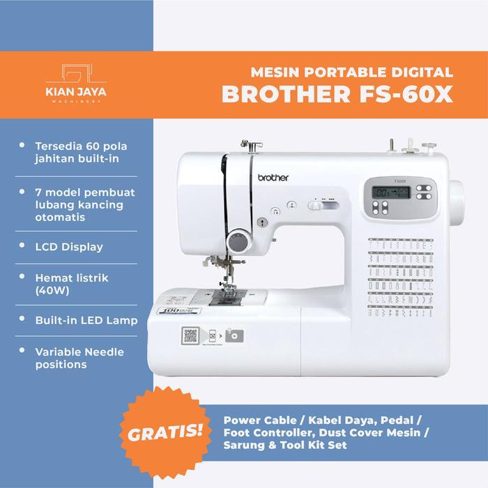 Mesin Jahit Portable Digital Computerized Brother FS60x | Mesin jahit Portable Komputer Digital Brot