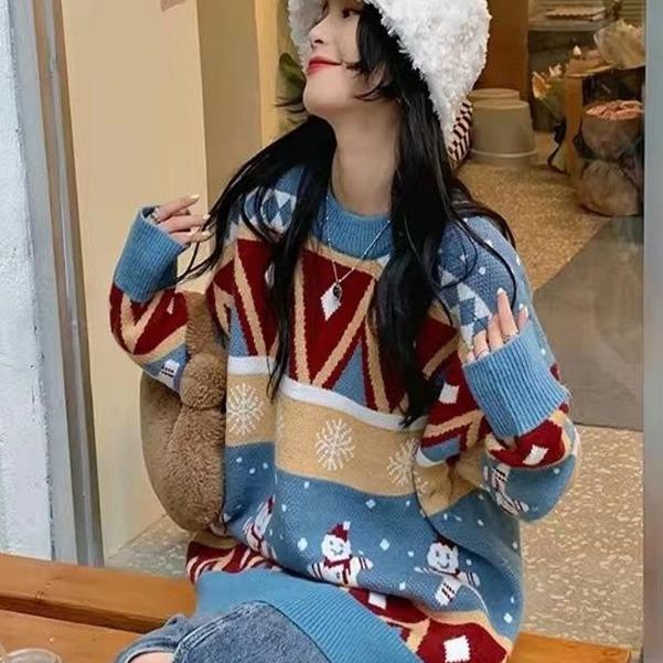 cnm Sweater christmas baju rajut natal import unisex OLAF pria wanita hangat atasan winter cowok