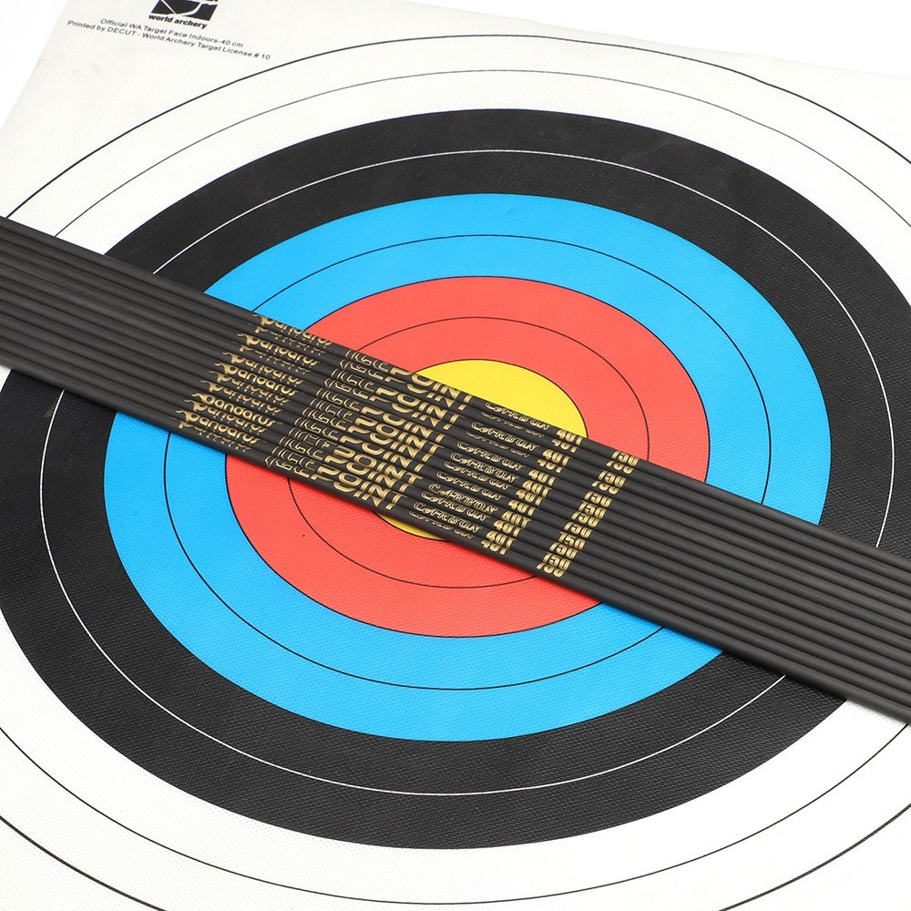 12Pcs Pandarus Icepoint ID3.2mm Gold Logo 40-Ton Carbon Arrow Shaft Spine350-1000 with Accessories