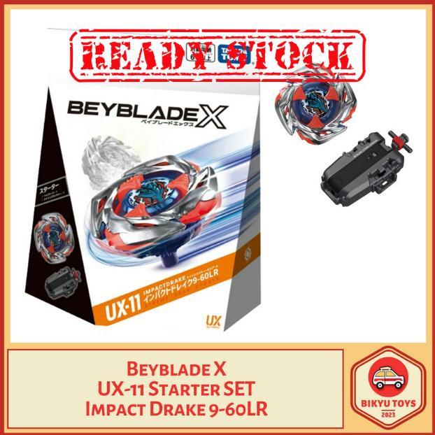 ASLI Beyblade X UX-11 Impact Drake Ratchet 9-60 Bit LR Low Rush Str Set with Launcher Takara Tomy