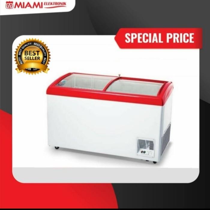 FREEZER BOX SLIDING KACA 400LTR / FREEZER PINTU KACA MASPION UFH400C - UFH400CBKFK H