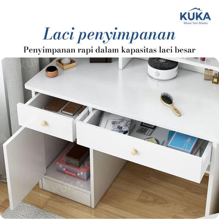 Kuka Gallery - Meja Rias Cermin Minimalis Meja Rias Serbaguna Szt-12 Lemari Rak Kosmetik Laci Bahan