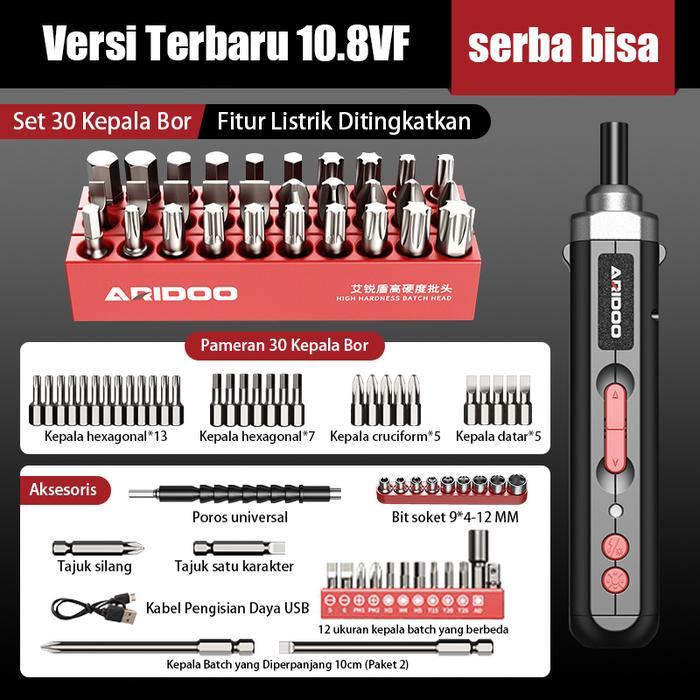 ARIDOO Cordless Screwdriver Mesin Bor Cordless Mini Screwdriver Obeng Baterai Bor Cordless Obeng Bor