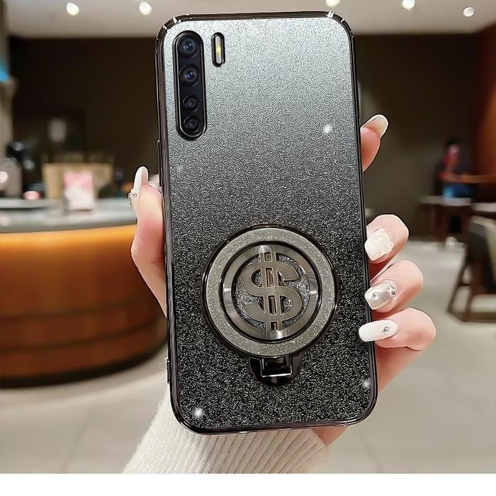 TERLARIS CASE TERBARU FOR OPPO A91 SOFTCASE WITH KICK STAND LUXURY SILICONE GLITTER