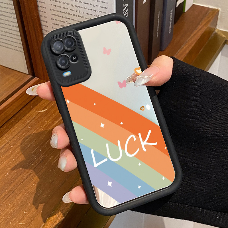 Casing Hp OPPO A54 Case Casing Lukis Pelangi Pola Kasus cermin tangga HP Kasing Silikon Softcase