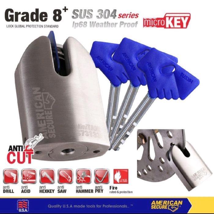 TERLARIS Gembok cakram anti maling - Gembok mini tank American secure