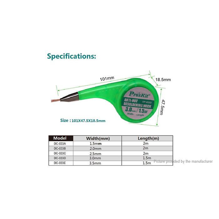 Solder Wick PRO'SKIT DP-033D 3015 Anti-Hot Desoldering Wick ORIGINAL