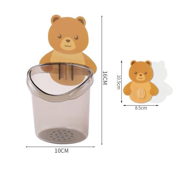 Tempat Sikat Gigi Tempel Beruang / Wadah Tempel Sikat Gigi Odol / Wadah Tempel Serbaguna