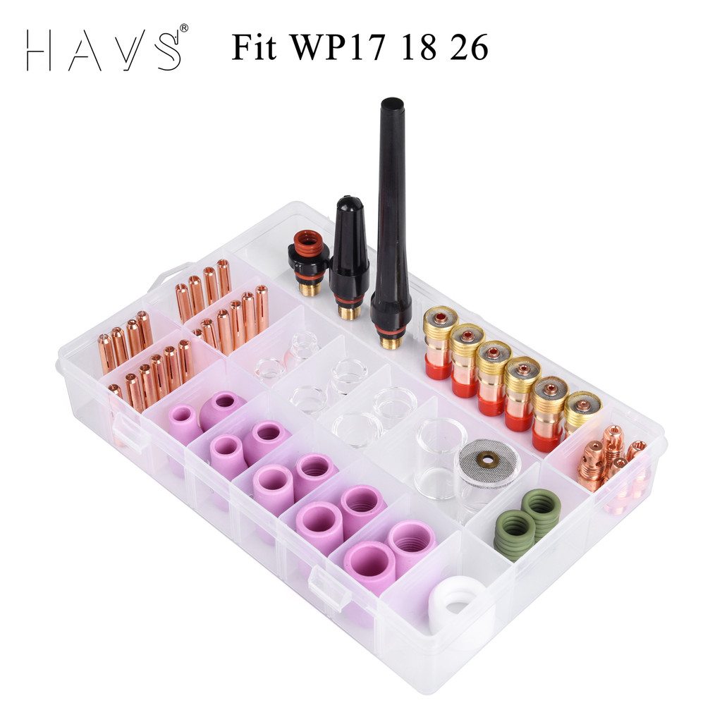 75Pcs Welding Accessories Torch Stubby Gas Lens For TIG Welding torch WP17 WP 18 WP26 High