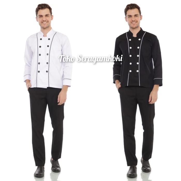 Baju Koki Baju Chef list putih