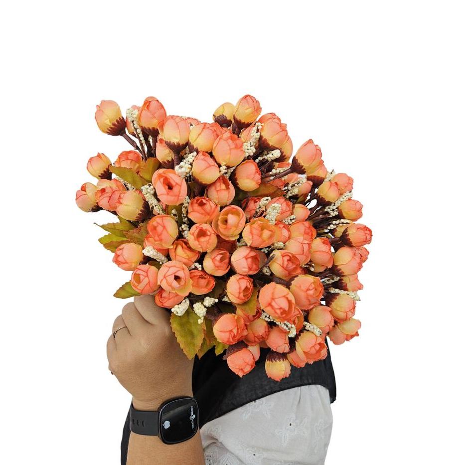 Bunga Mawar Peony Kuncup Mini Kecil 15 C Dekorasi Rumah Kafe Kantor Tanaman Plastik Dinding Hiasan