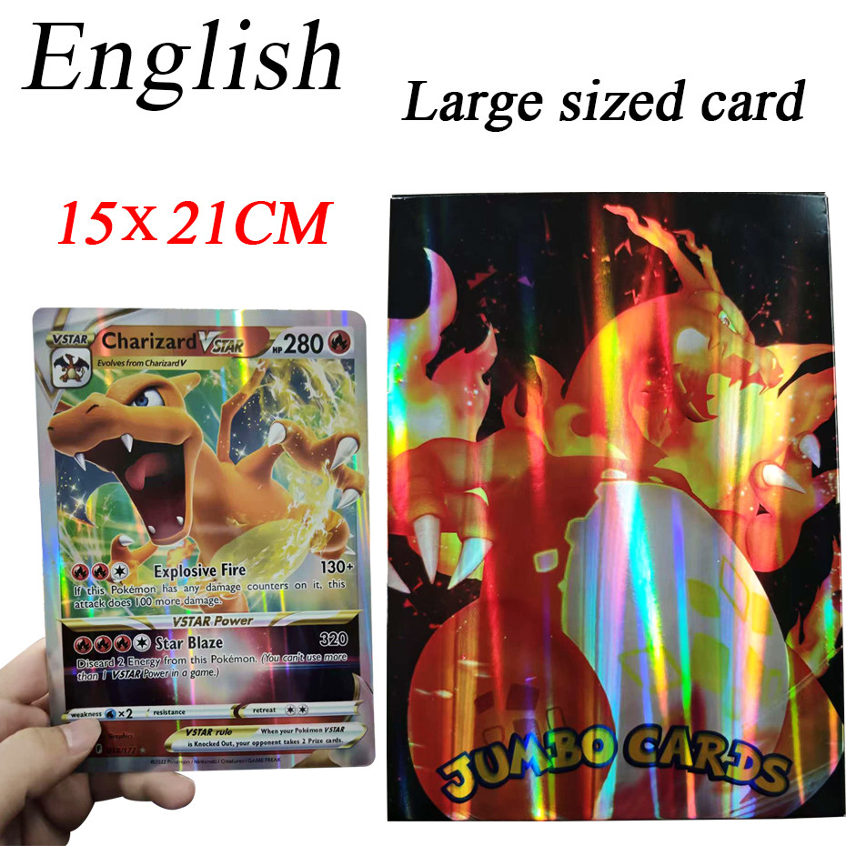 30Pcs Oversized Pokemon Cards Jumbo Letters Cards MEGA Vmax Vstar GX Arceus Pikachu Charizard Super