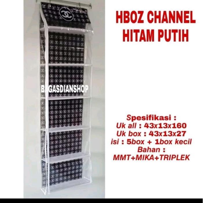 Rak Tas Gantung Chanel Hitam Putih dengan resleting
