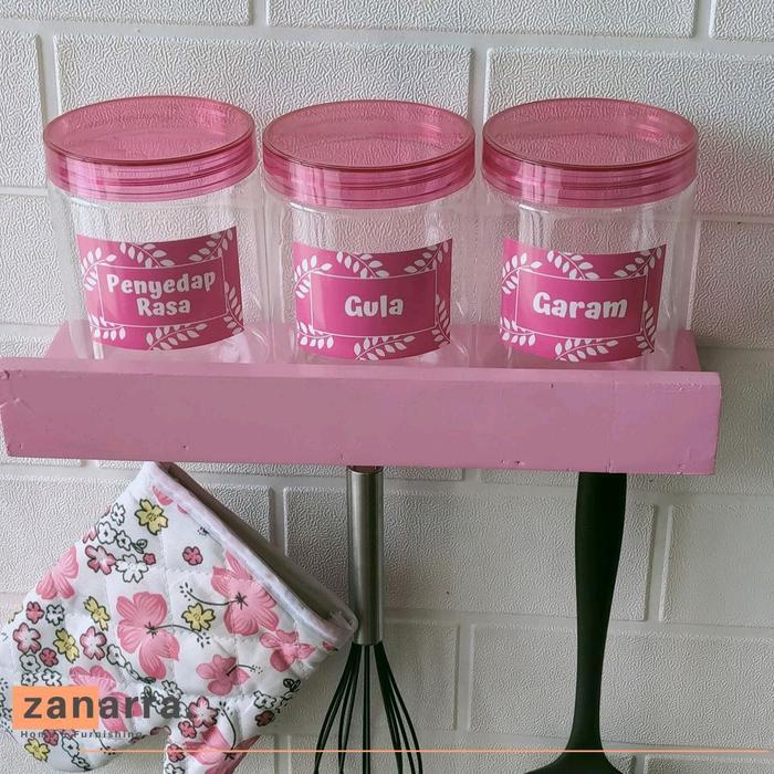 Rak Bumbu Dapur Gantung Pink Tempat Bumbu Dapur Kayu Gratis Toples Bumbu
