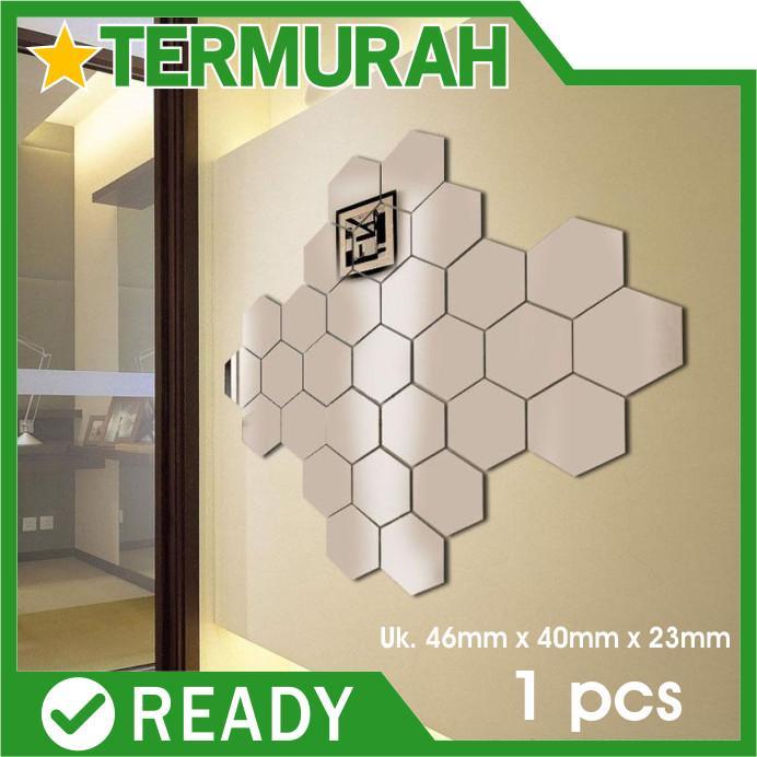 HIASAN DINDING HEXAGONAL STIKER CERMIN KACA HEXAGON segi enam sticker diagonal