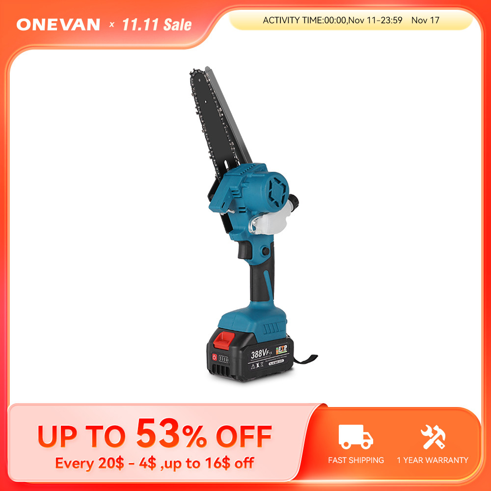 ONEVAN 3000W 6inch Brushless Cordless Chain Saw Rechargeable ChainSaw Battery Saw Woodworking Power 