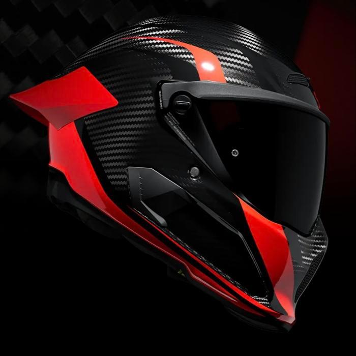 HELM MOTOR AERO RUROC ATLAS 4.0 TRACK ROSSO CARBON REFINED RHEON HEADLINER ECE 22.06 BRAND RUROC