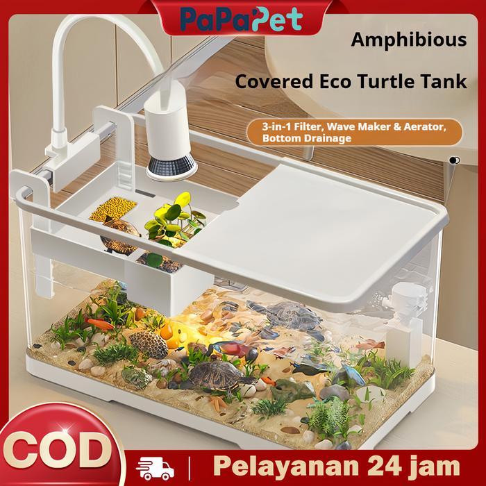 Promo NatalAkuarium Kura-kura Akuarium Kura-kura Kecil Akuarium Kepiting untuk Ruang Tamu Akuarium