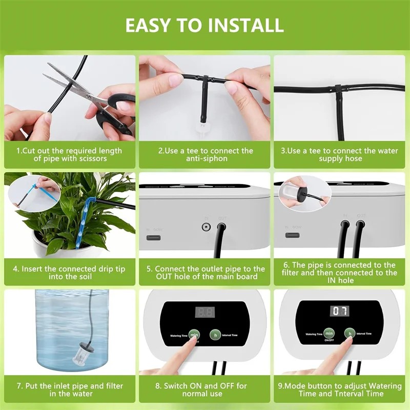 DIY Solar Irrigation Potted Plant Drip Irrigation Kit,Garden Balcony Greenhouse Drip Irrigation